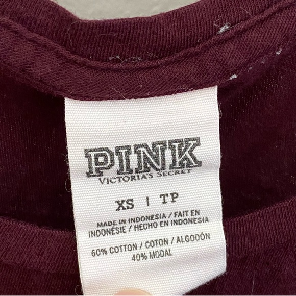 VICTORIA’S SECRET PINK | Maroon tank top with ‘I hate running’ in white - Picture 3 of 5
